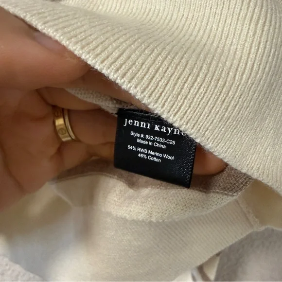 NWOT Jenni Kayne Avery Crewneck Sweater Stripe Cotton Merino Ivory Neutral XS - Picture 7 of 8